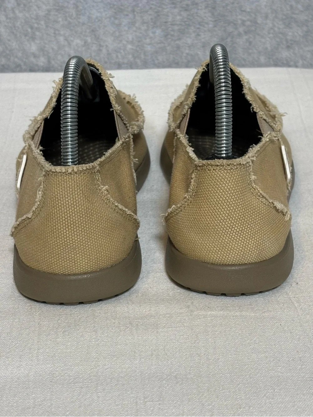 CROCS Santa Cruz Casual Slip-On Canvas Loafers-Khaki/Khaki-Men Size 7